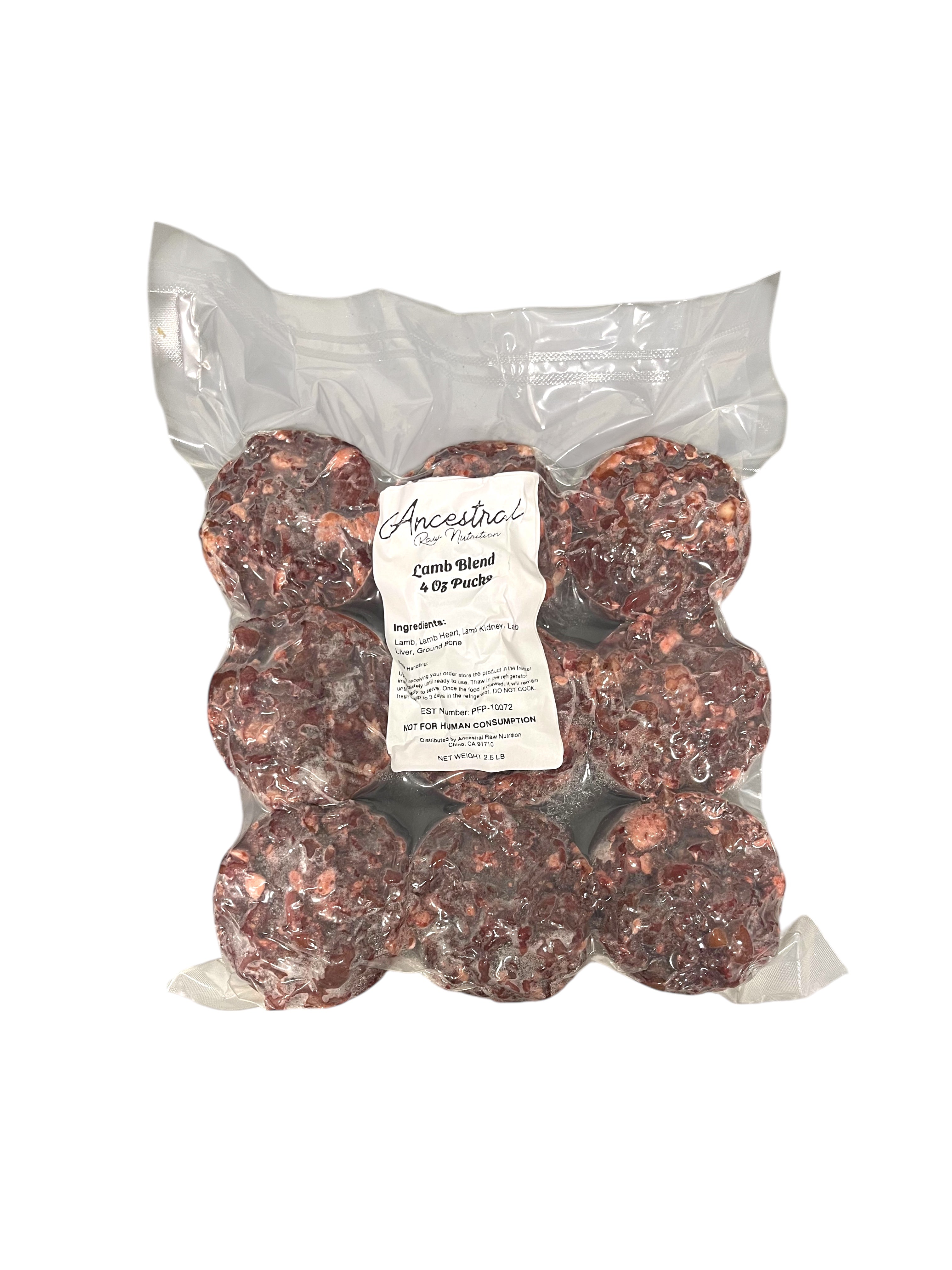 Lamb Blend (Chunky Grind) 4 Ounce Pucks - 2.5 Lb Bag